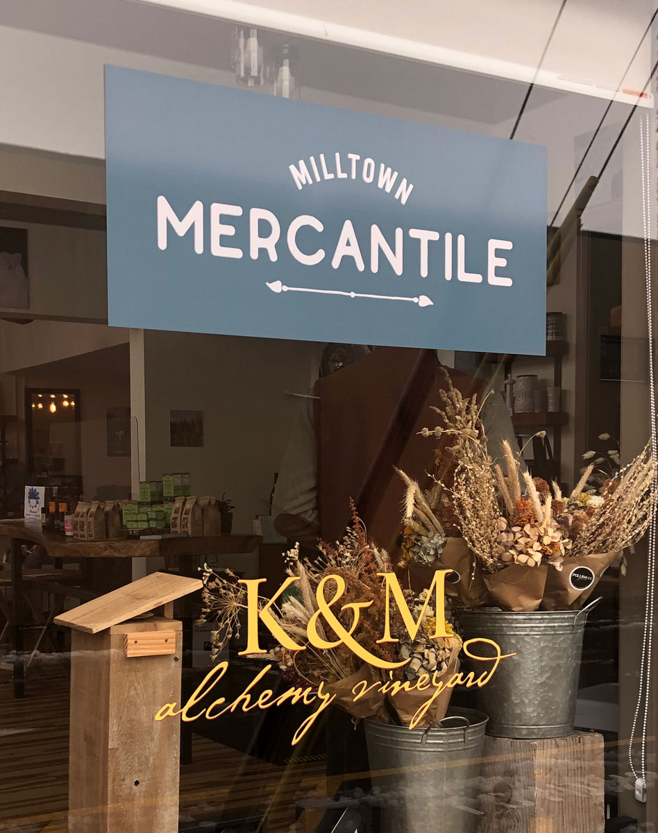 MIlltown Mercantile Window Signage